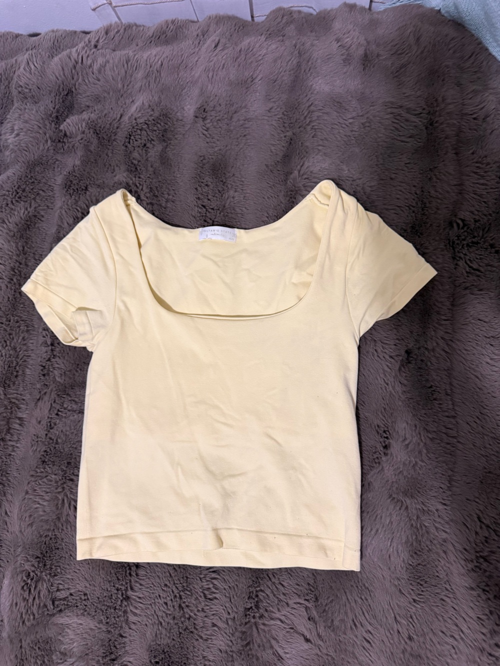 Altar'd State Short Sleeve Scoop Neck Top - Pale Yellow